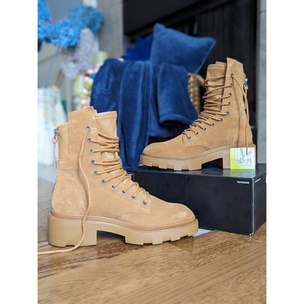 ASH Maddox Womens Suede Golden Brown Lace-up + Zipper Boots size 39 EU size 9 US